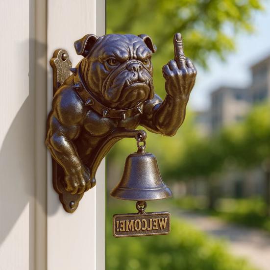 French Bulldog Welcome Door Bell Vintage Resin Dog Head Doorbell