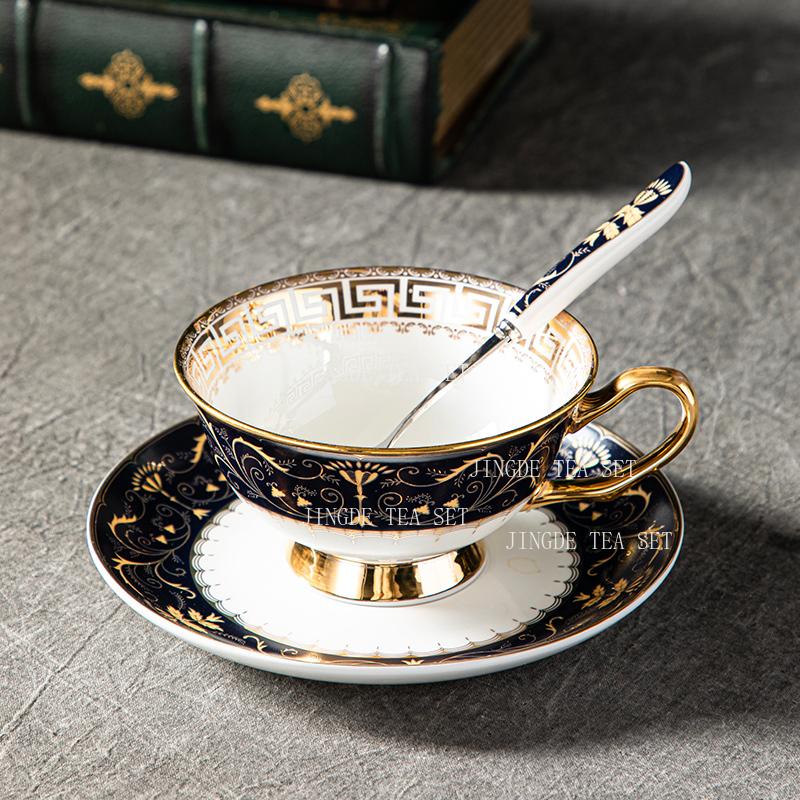 Bone China Coffee Cup Set Ceramic European Style Cups and Plates High End Afternoon Tea Set Gouteng Flower Coffee Cup Plate