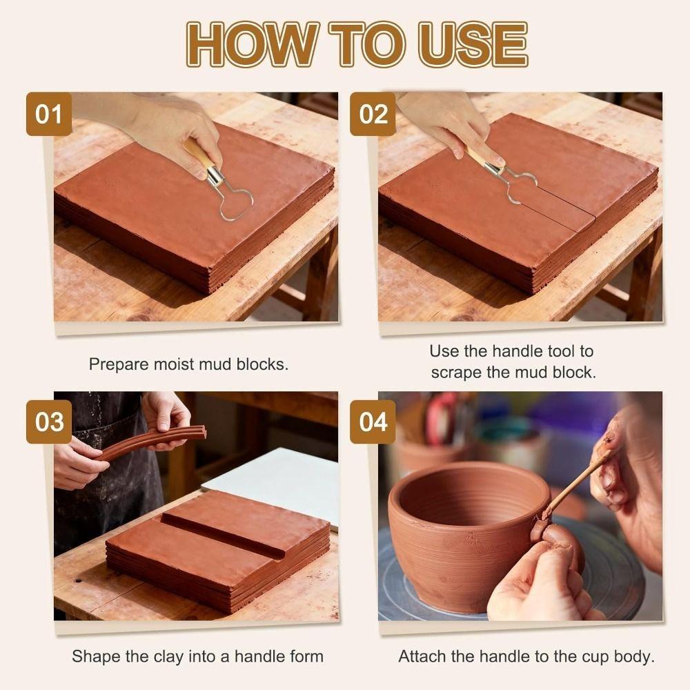 5 Pcs/set Replaceable Pottery Tool Texture Sculpture Diy Craft Teapot Ware Handle Tool Scraping Tool Clay Modeling Tool