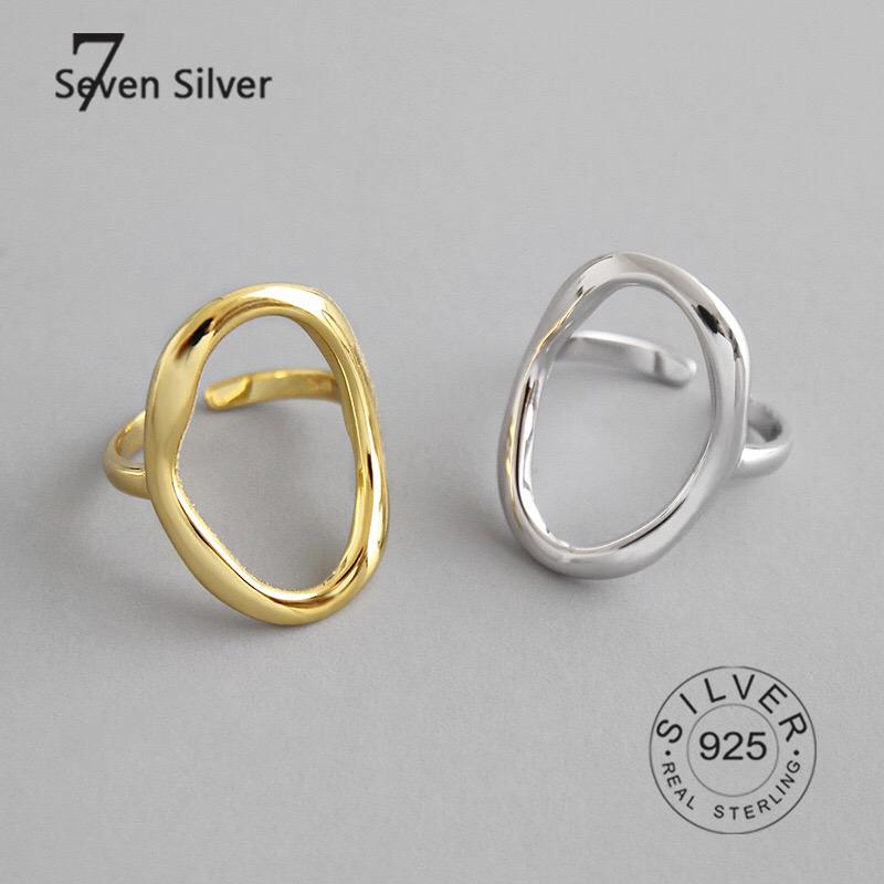 

Real 925 silver rings for women round hollow out gold color Trendy fine Jewelry Large Adjustable Antique Rings Anillos resizable золотой