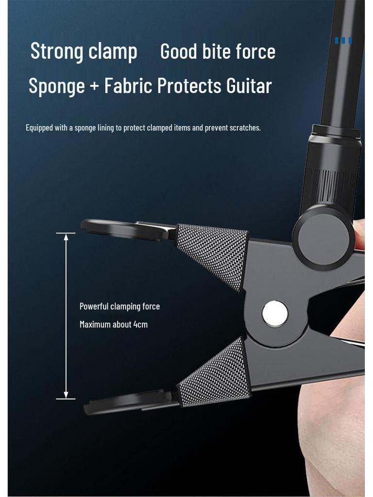 Guitar Phone Sheet Music Clip: 360° Rotating Multifunctional Stand for Recording & Selfies