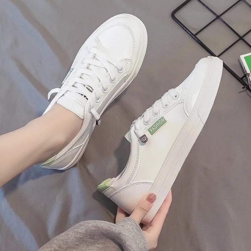 Fashion Outdoor Trainers Women Running Shoes Summer Autumn Fashion White PU Leather Lace-Up Breathable Casual Sneakers