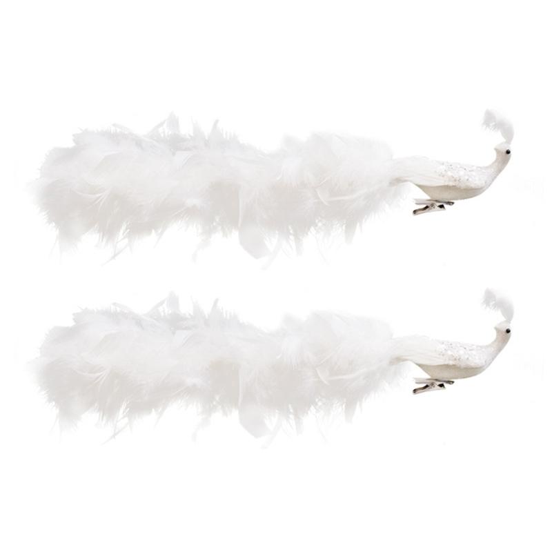 Christmas Tree Toppers Simulated Three-dimensional Peacocks with Long Tail Hanging Pendant Decoration New Year Ornaments