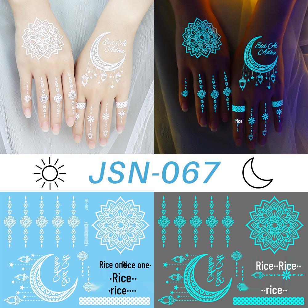 Adesivi Tatuaggio Ricaron 2024 Henné Luminoso & Farfalla Bianca per Viso & Braccio