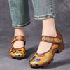 Fashion GKTINOO 2025 Spring New Chinese Style Thick Heels Shoes Genuine Leather Pumps Retro Embossed Women's Platform Shoes