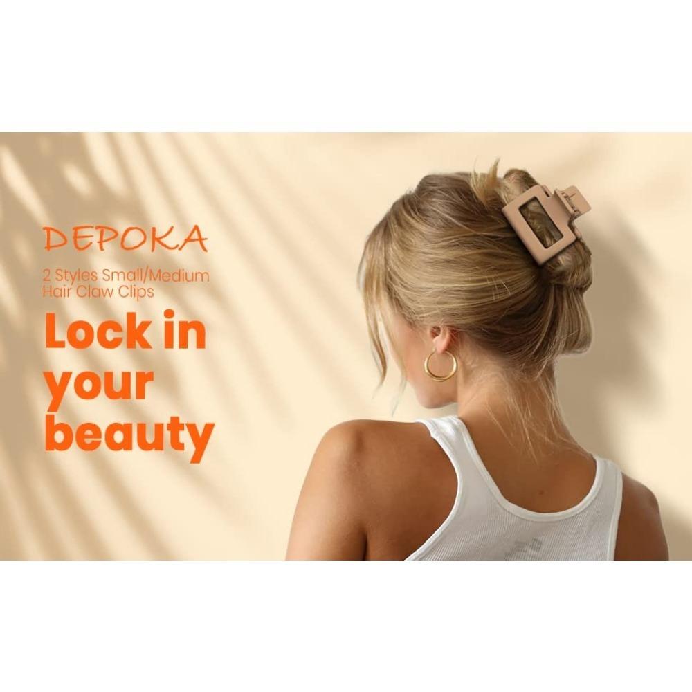Matte Hair Clips for Women and Girls - Rectangle and Double Row Small Claw Clips for Thin/Medium Fine Hair - Nonslip Jaw Clips