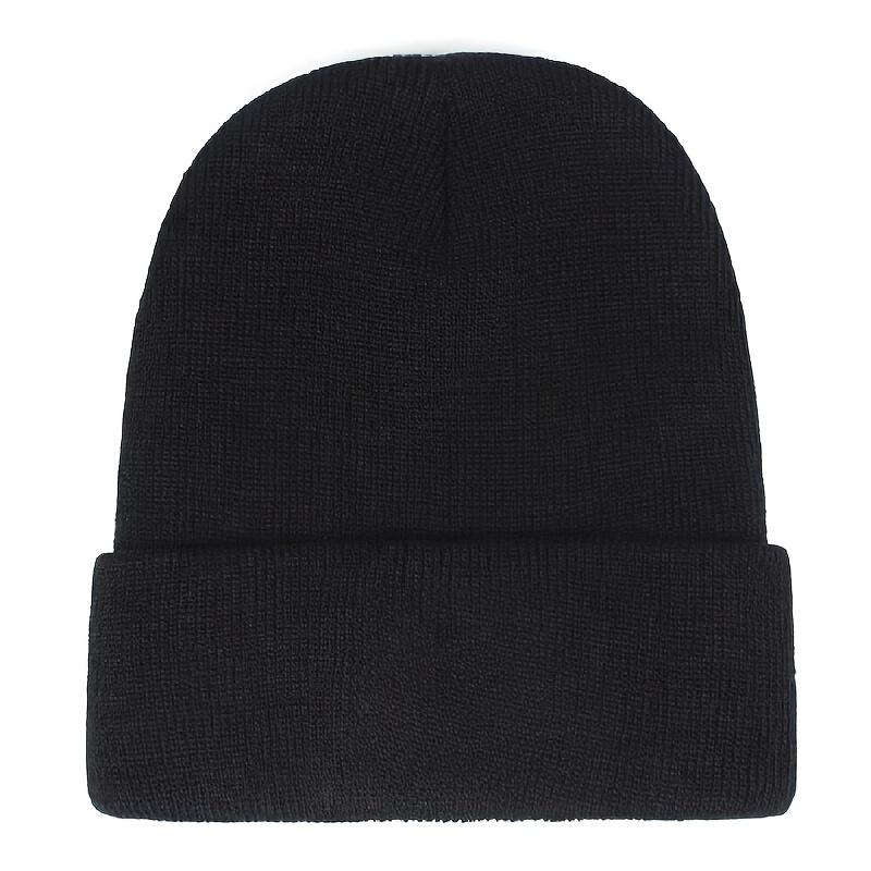 

1PC autumn and winter men s and women s outdoor fashionable warm woolen hat simple and fashionable solid color knitted pullover чёрный