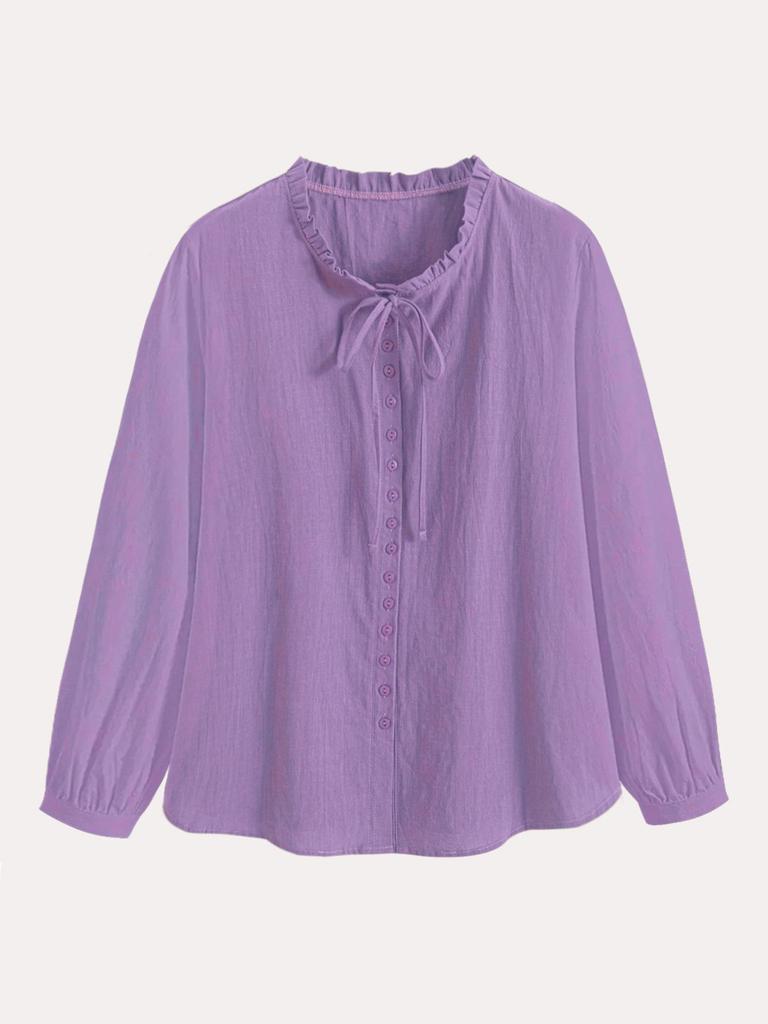 2025 Women's Elegant Pure Cotton Long-Sleeved Button-Up Top