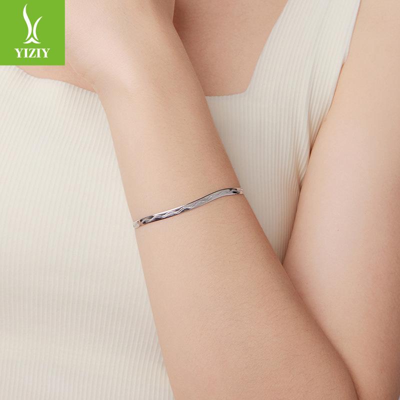 Snake Bone Chain Printed Plain Silver Bracelet Versatile High-End S925 Sterling Silver Bracelet Jewelry