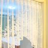 Short White Floral Curtain Half Light Filtering Window Treatments Drapes for Cafe Kitchen Living Room Decor