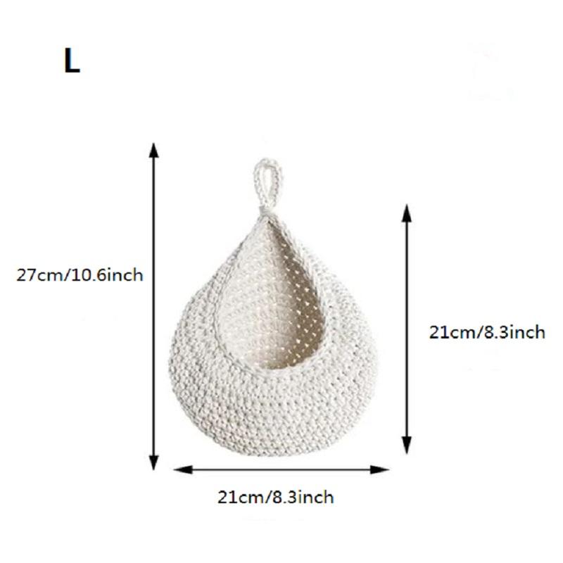 XS-2XL Handwoven Wall Hanging Fruit Vegetable Basket Teardrop Plant Basket Kitchen Table Wall Hanging Storage Basket Container