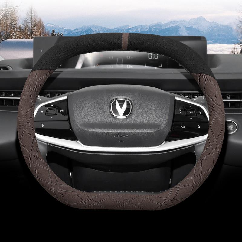 Suede Car Steering Wheel Cover Decoration Handle Wrap For Changan Chana UNI-V UNI-K Lamore CS55plus 2th Gen 2026 2026 2026 черный коричневый