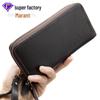 Malunt Business Double Zipper Men's Leather Wallet - Long, Large Capacity Clutch Handbag