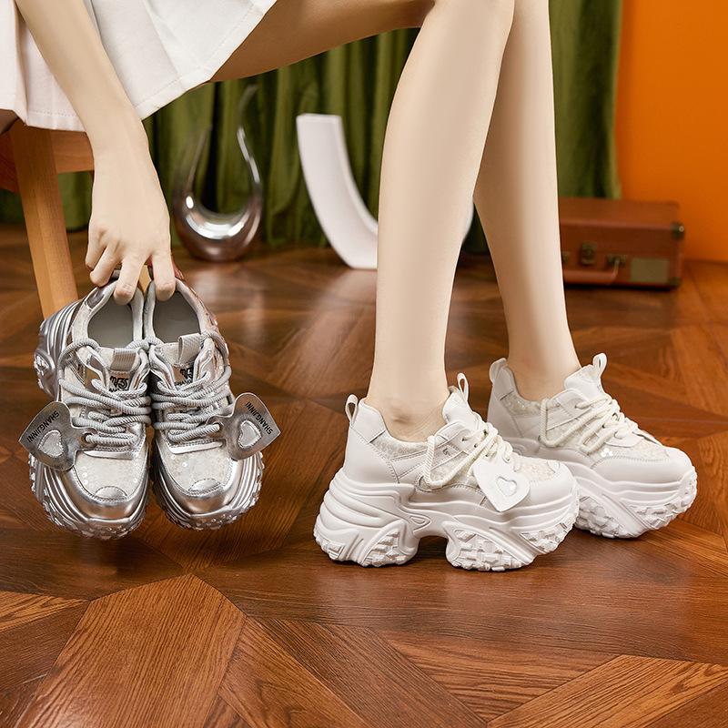 Platform Dad Shoes Women's Spring 2025 New Fashion Versatile Mesh Sports Casual Shoes 10cm Height-increasing Women's Shoes