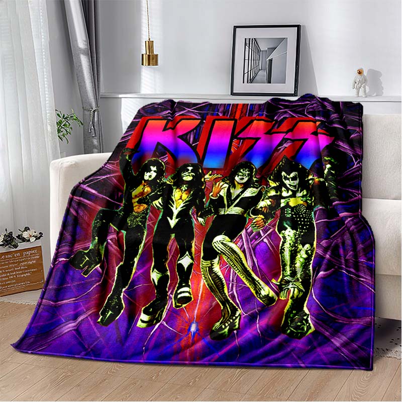 KISS Band Pattern Throw Blanket Light Weight Blanket for Living Room Bedroom Kidsroom Warm Blanket Christmas Gift