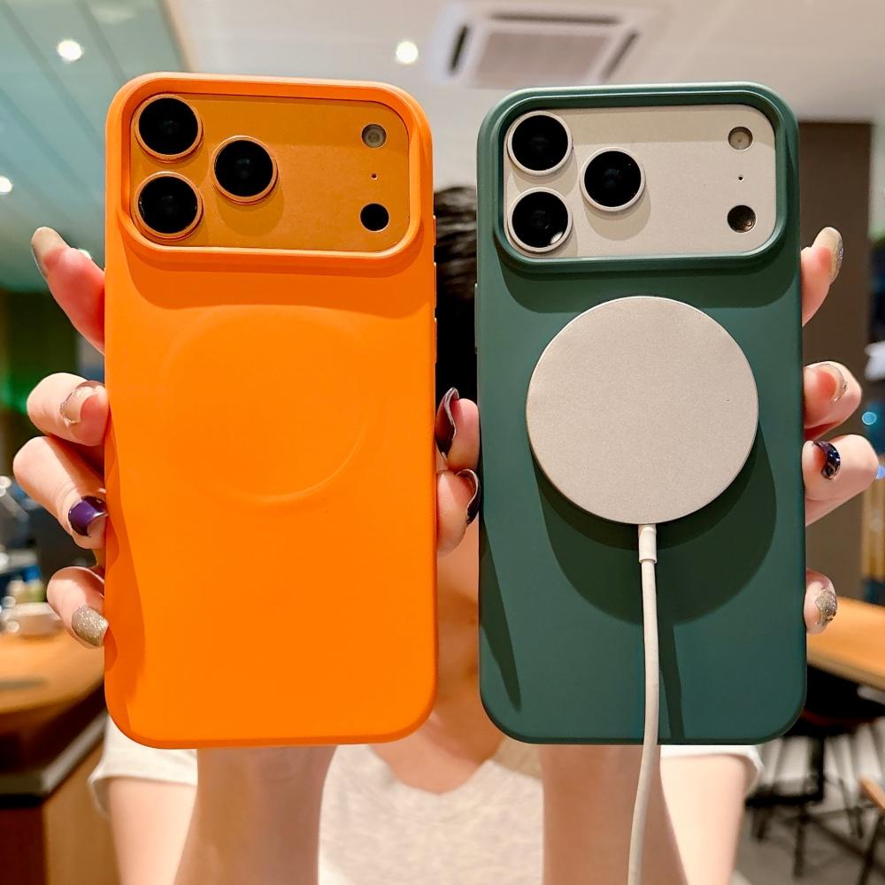For Magsafe Soft Liquid Silicone Case for iPhone 17 16 15 Pro Max 14 Plus 12 13 Air Magnetic Candy Solid Color Shockproof Cover