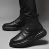 Men's Winter Leather High-Top Snow Boots with Fleece - Genuine Leather, Warm, and Comfortable.