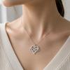 Zircon Heart Pendant Necklace with Smooth Figure-Eight Form, Polished Alloy Construction Neckchain, and Electroplated Finish