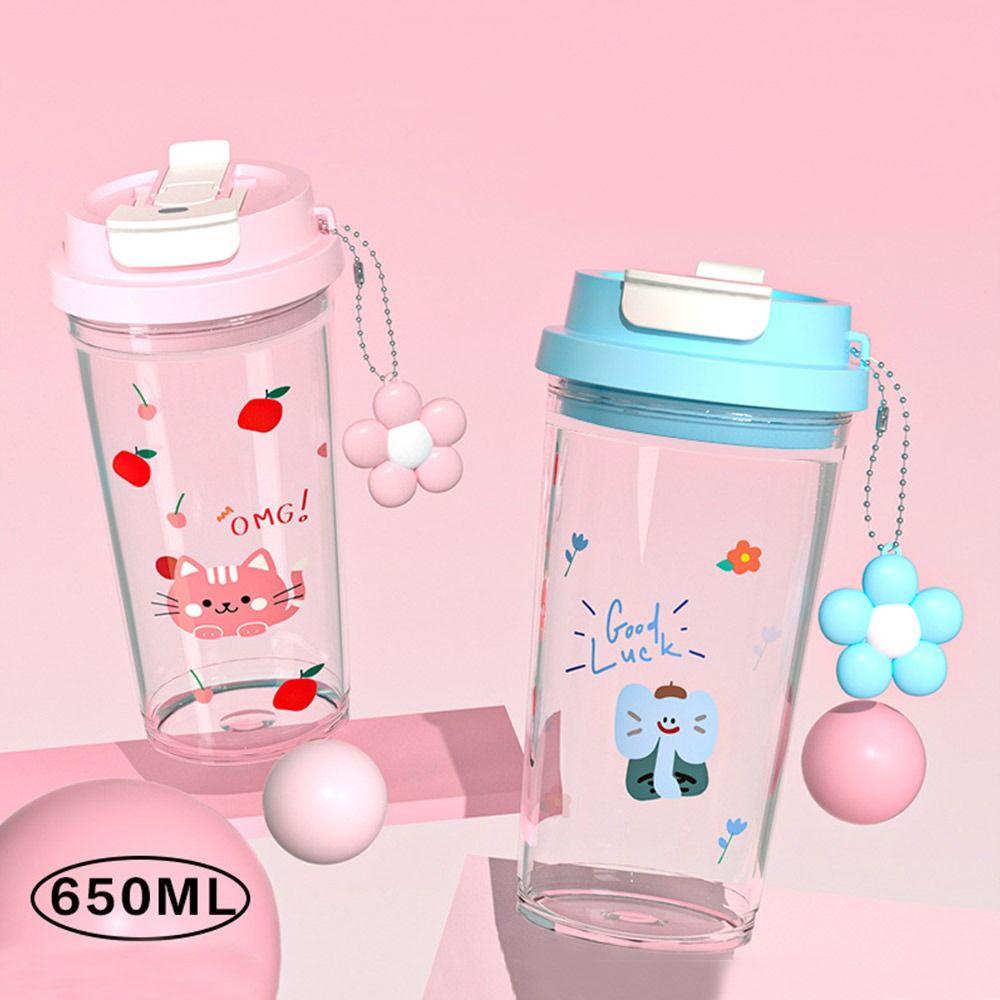 650ml Water Bottle Leak-proof Coffee Cup Cute Plastic Cups  Student