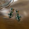 Silver needle with diamonds emerald design earrings exaggerated temperament fashion light luxury earrings ear jewelry wholesale women