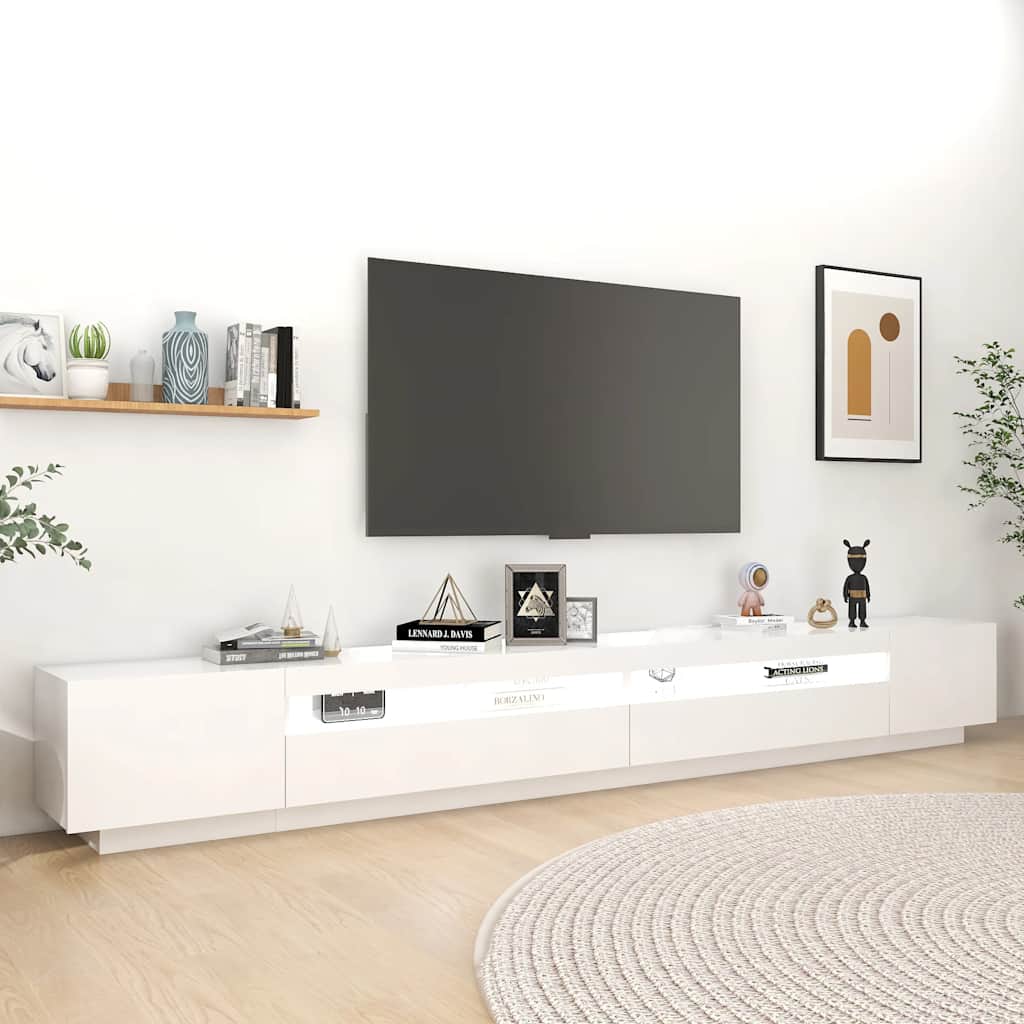 Vidaxl TV Cabinet with LED Lighting, White, 300X35X40 Cm