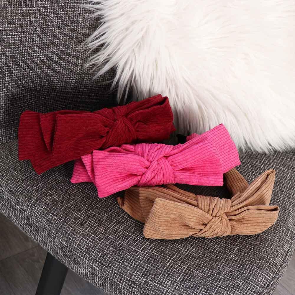 Wide Bowtie Hair Hoop Corduroy Wash Face Hairband Elegant Bowtie Headband  Adult