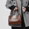 Versatile Double-sided Buckle Shoulder Women's Bag Leather Niche Commuter Handbag Messenger Bag