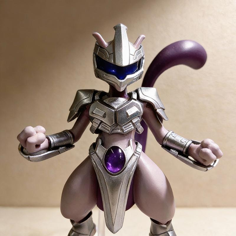 10cm Anime Digimon Mewtwo Armored Ver. Standing PVC Figure with Base Collectible Toy