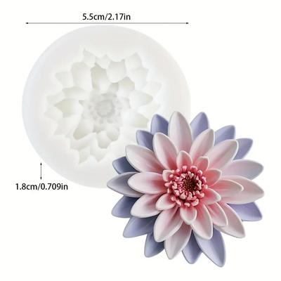 1 Lotusform - mit rosa Blütenblättern, Lavendelschicht - Antihaftbeschichtet, Leicht zu lösen - für Kerzenherstellung, Seife, Harz, Plastilin - Zarte Blütenblattdetails, DIY En