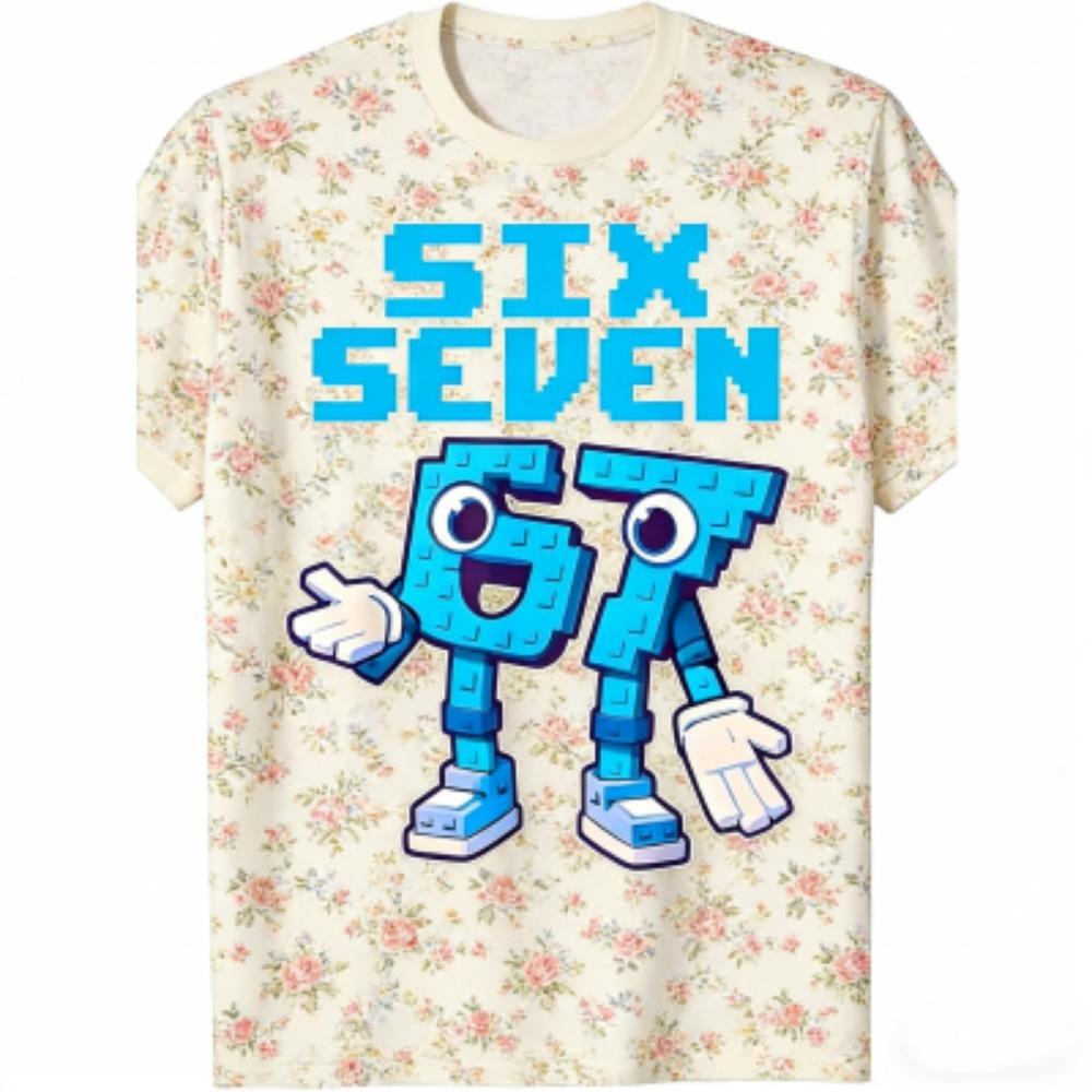 

Fashion Men s T-Shirt 67 Six Seven Flower Print Men s and Women s Tees Top Summer Short Sleeve O Neck Casual Outdoor Men s Clothing XXS