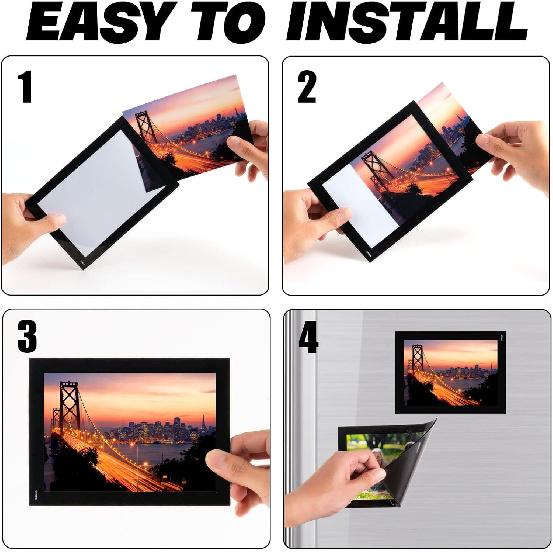 Magnetic Picture Frames with Black Border(4"X6",10 Pack),Magnet Photo Frame Pockets/Postcard Holder,Decorations for