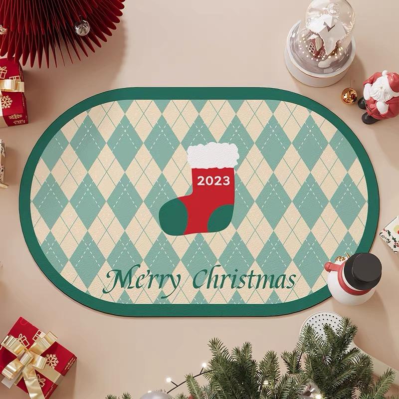 

Non-Slip Bathroom Mat Quick-Drying Absorbent Soft Diatom Mud Carpet for Home Toilet Door Christmas Decor 40x60cm