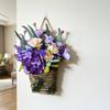 Artificial Flower Basket Farmhouse Floral Arrangement Rustic Faux Wildflowers for Outdoor Front Porch Spring Home Decor