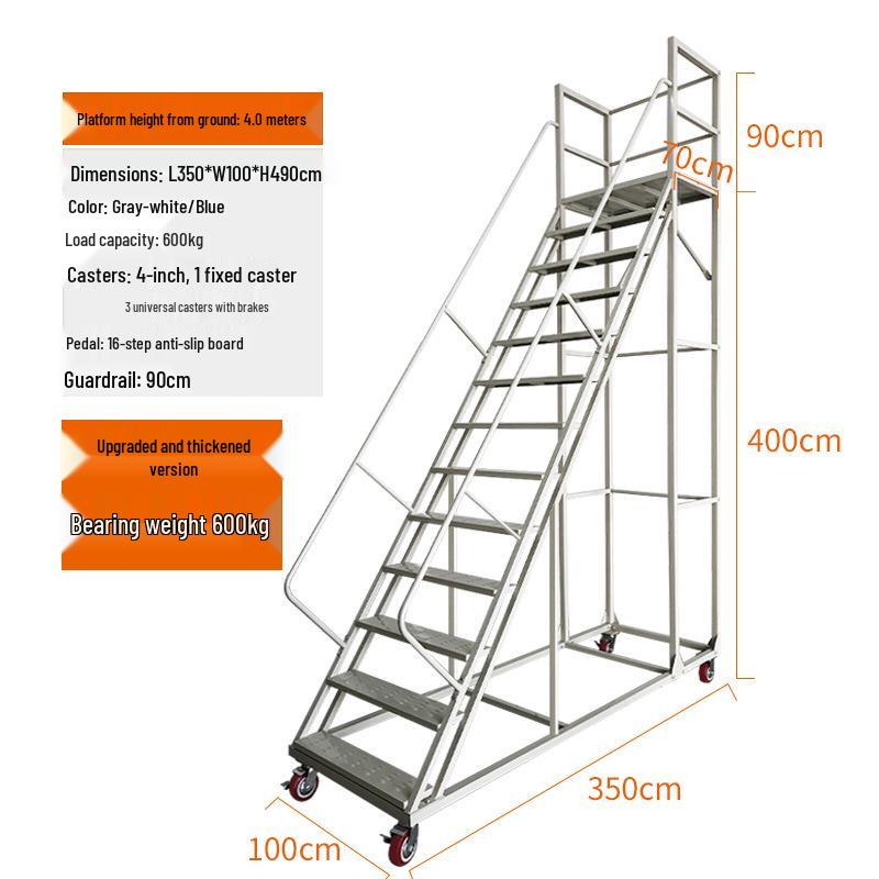 Anti-Slip Movable Climbing Ladder for Warehouse and Supermarket Storage