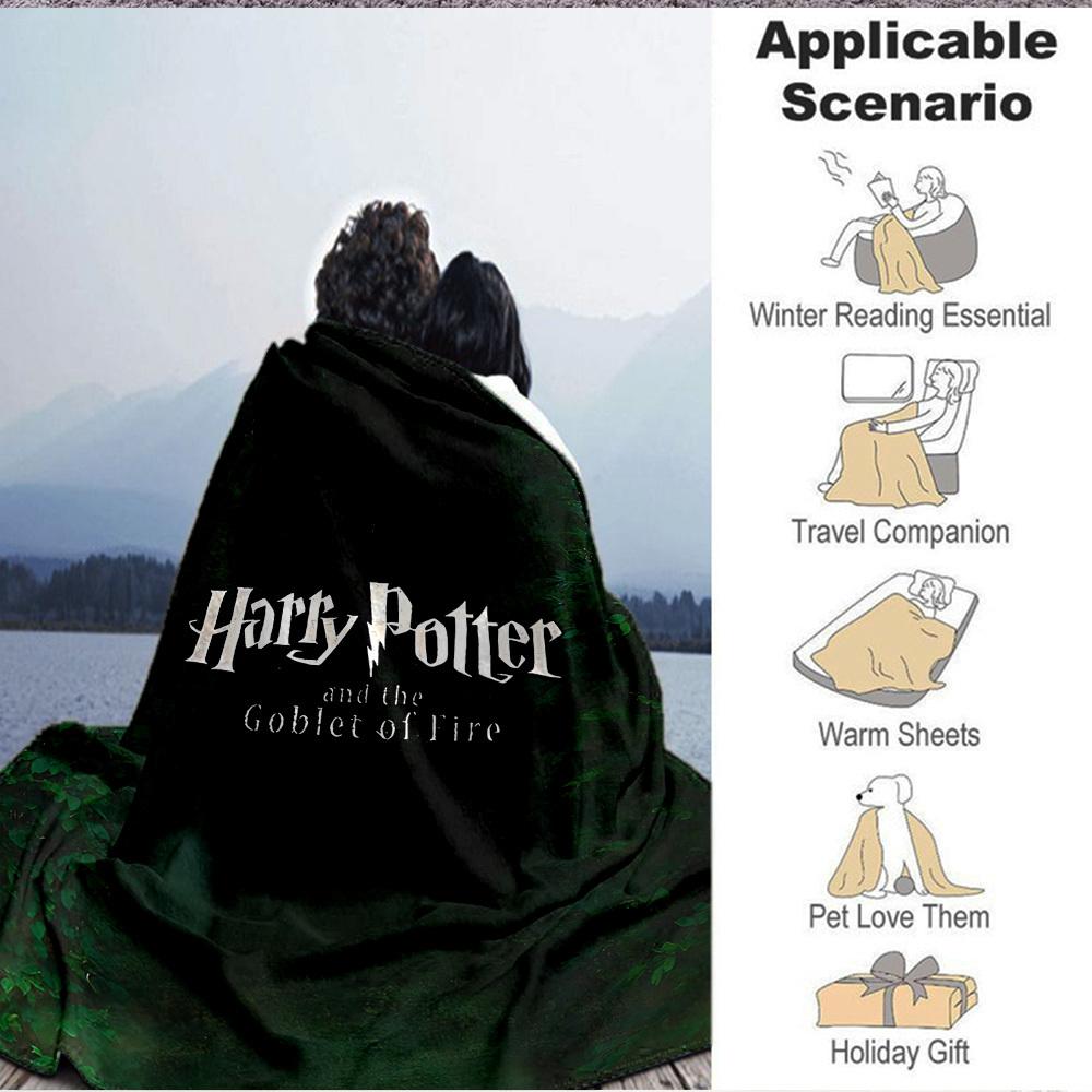 1pc Harry Potter Flannel Throw Blanket - HD Printed Lightweight Soft Warm All-Season Blanket for Sofa, Bed, Travel, Camping 034