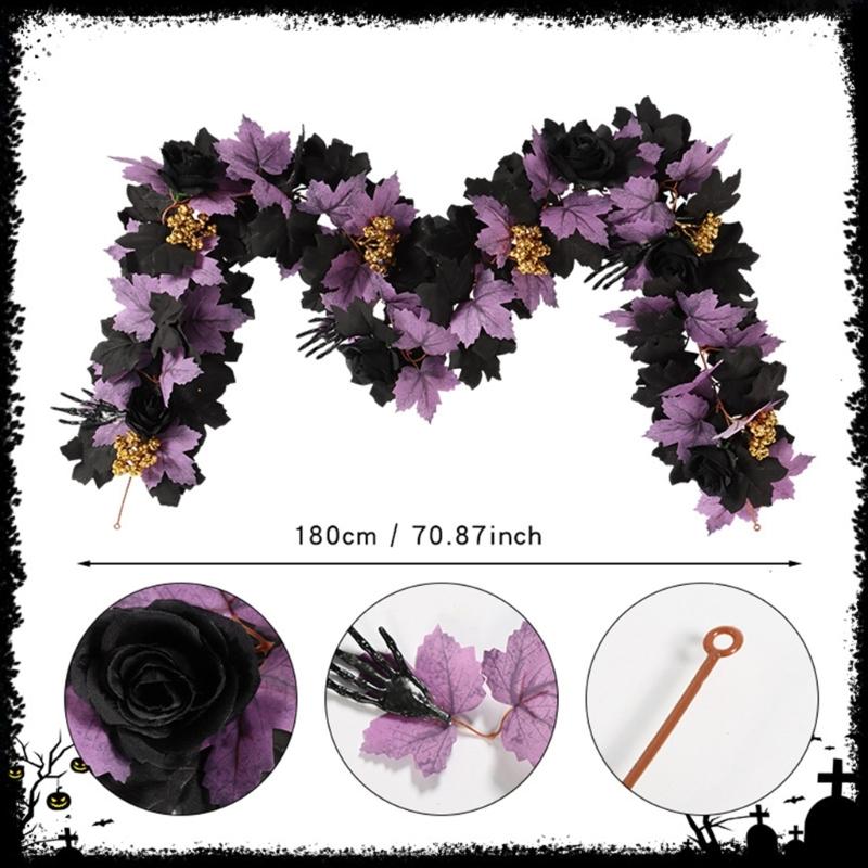 Flexible Artificial Maples Leaf Garlands Indoor Outdoors Halloween Theme Decors Easy Setups Sustainable Plastic Materials