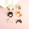 Stylish Animal Couple Badge Adorable Tai Chi Fish Black And White Rabbit Fox Brooch