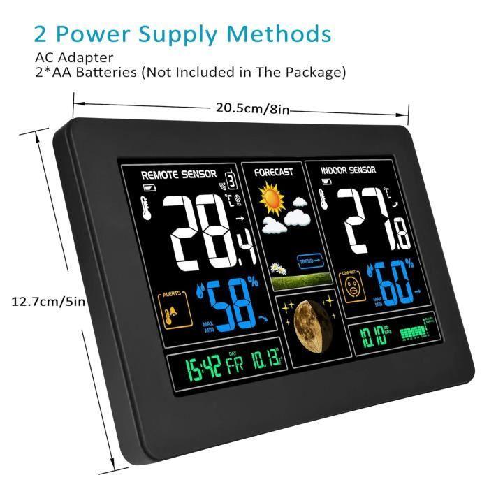 Station météo - kalawen - dcf 9-in-1 - capteur externe - prévisions météo - alarme réveil