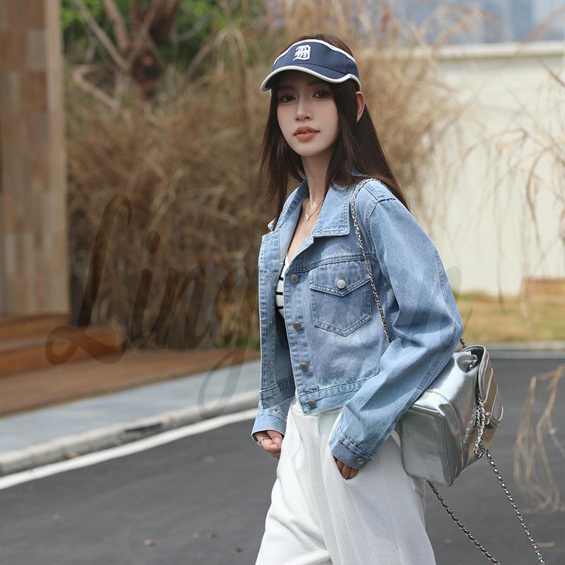 

Модная многослойная джинсовая куртка в гонконгском стиле с высокой талией, вдохновленная Лю Хаоцунь Large