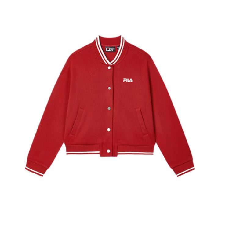 New FILA HERITAGE Baseball Jacket Women's Rhythmic Red F11W518508F-PK