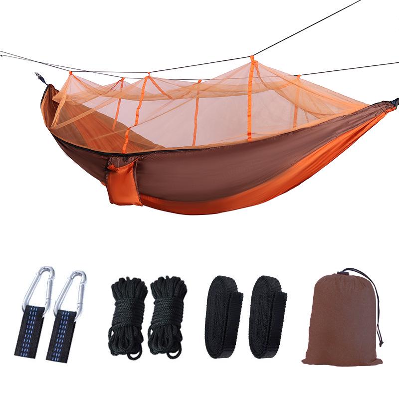 Portable Ripstop Camping Hammock with Mosquito Net - Quick-Open, Anti-Fall Design for Singles & Doubles