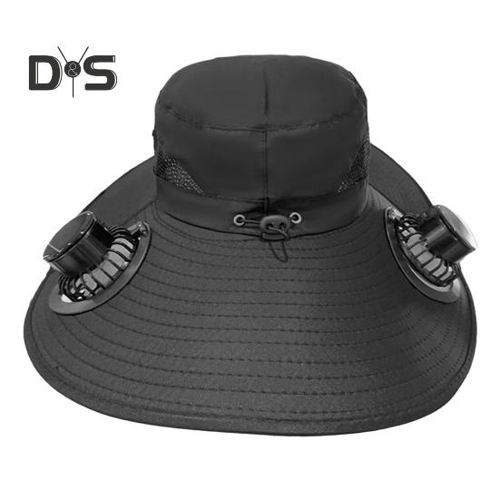 

Капелюх-віяло з широкими полями для чоловіків і жінок, вуличний рибальський капелюх-відро з вентилятором на сонячній/USB-батареї, регульований капелюх-козирок для піших прогулянок, кемпінгу, пляжу