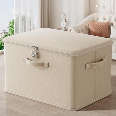Lockable Storage Box, Odor Proof Stackable Container With Handle, Washable Shelf Baskets For Blanket Clothing Toys Home Organiza