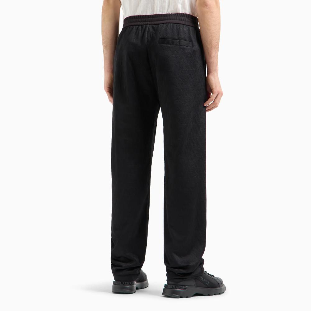 Armani Exchange SS24 Logo Jacquard All Over Print Loose Straight Casual Pants Men pants Black 6DZPLA-ZJNMZ-1200