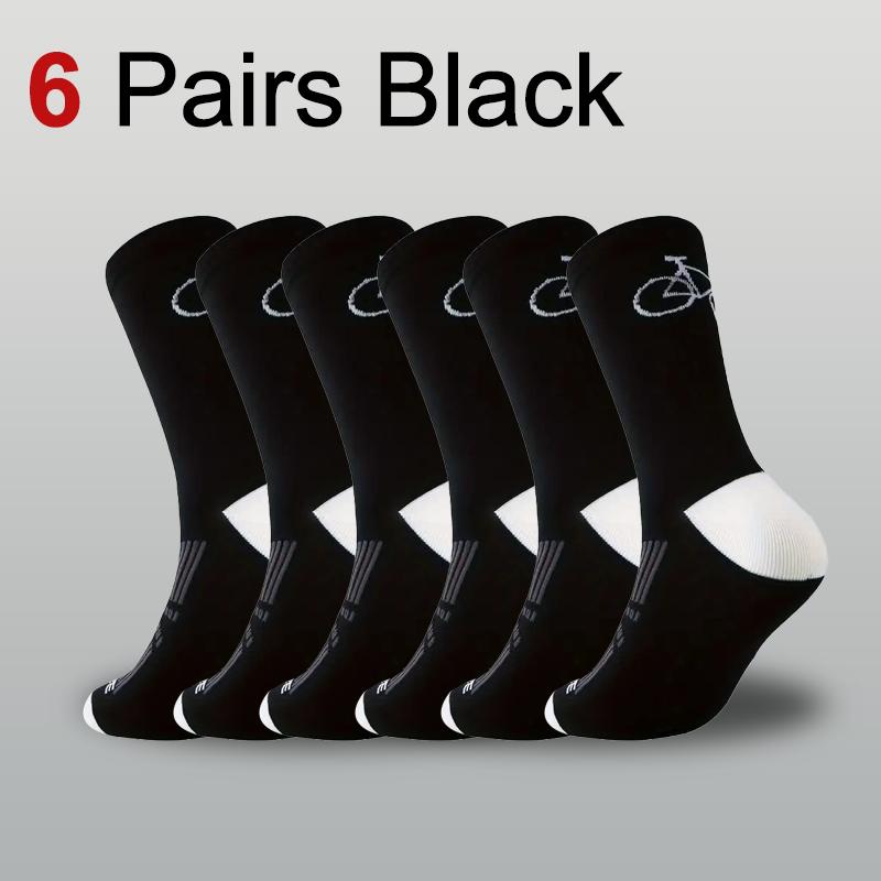1/6 Pairs Men Women Outdoor Sports Cycling Socks Fashionable Prints Soft Comfortable Sweat Wicking Breathable Running Socks