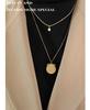 Titanium Steel Gold Plated Double Layer Clavicle Chain with Diamond Pendant and Star Badge