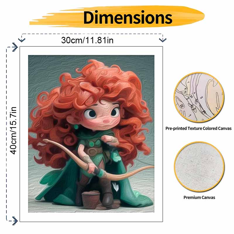 Disney Merida Archer Oil Paint by Numbers Painting Kit Handmade Diy Home Decor Gifts Custom Artistic Wall Decor for Living Room Bedroom