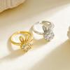 Adjustable Rabbit Ring with Zirconia for Women - Japanese/Korean Style, Copper, Rotatable, High-End Luxury Feel