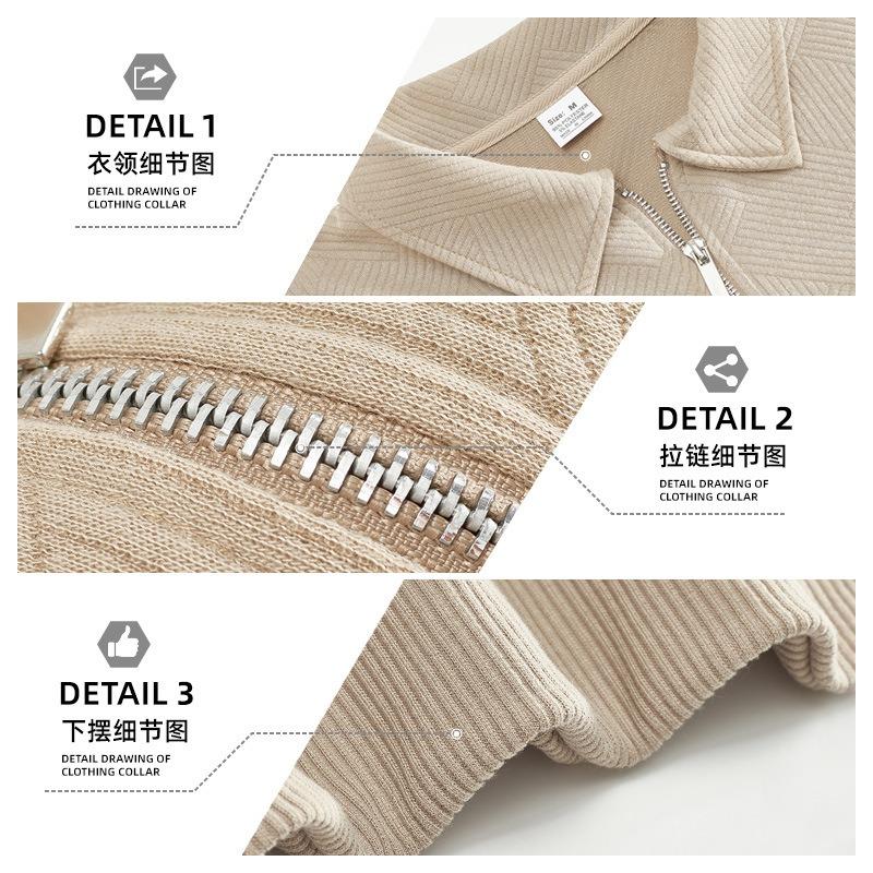 Herren Vintage Schwerer Herbstpullover Jacquard Langarm Revers Halber Reißverschluss Herren Oberteil