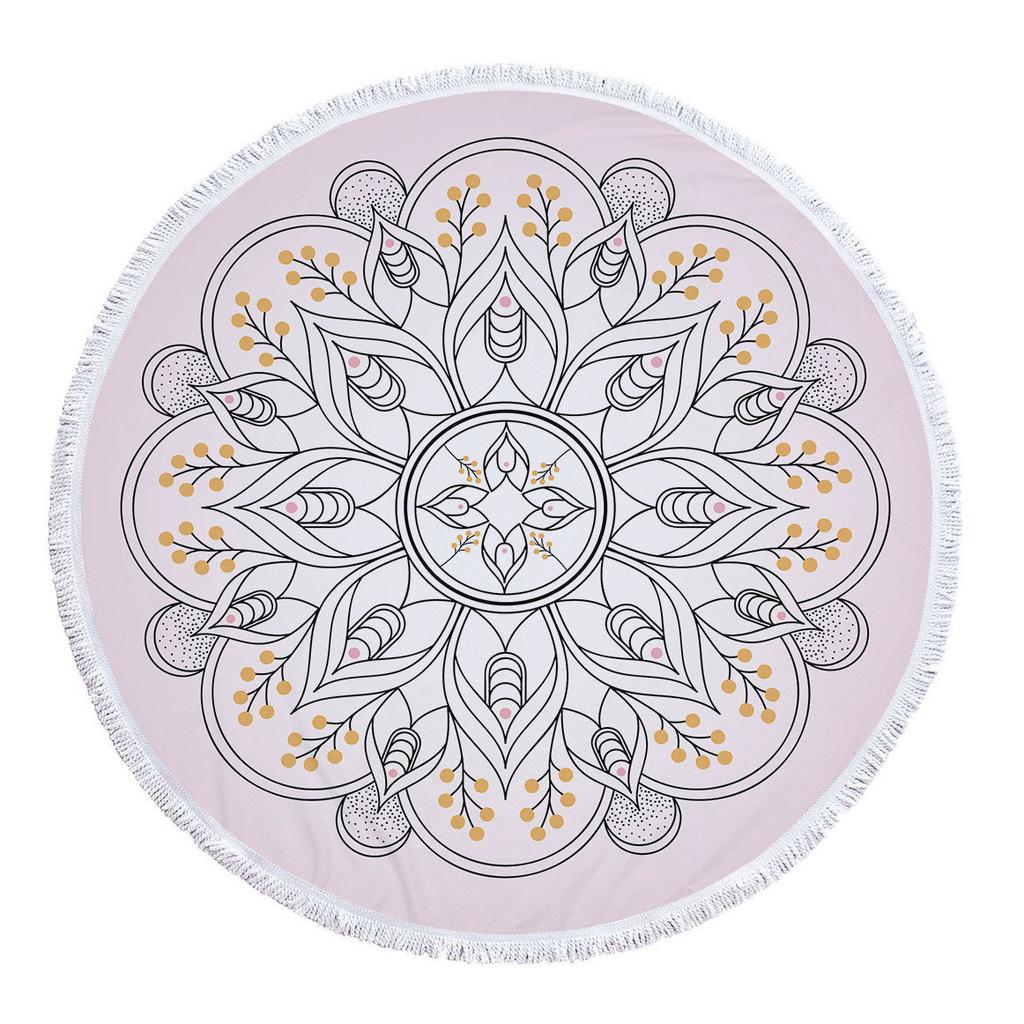 Bohemia Mandala Round Beach Towel Tassels Microfiber Exotic Flower Geometric Pattern Bath Towel Picnic Yoga Mat Bikini Cover Up